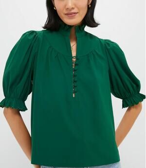 Tuckernuck Pomander Place Selena Hunter Green Blouse Size XS